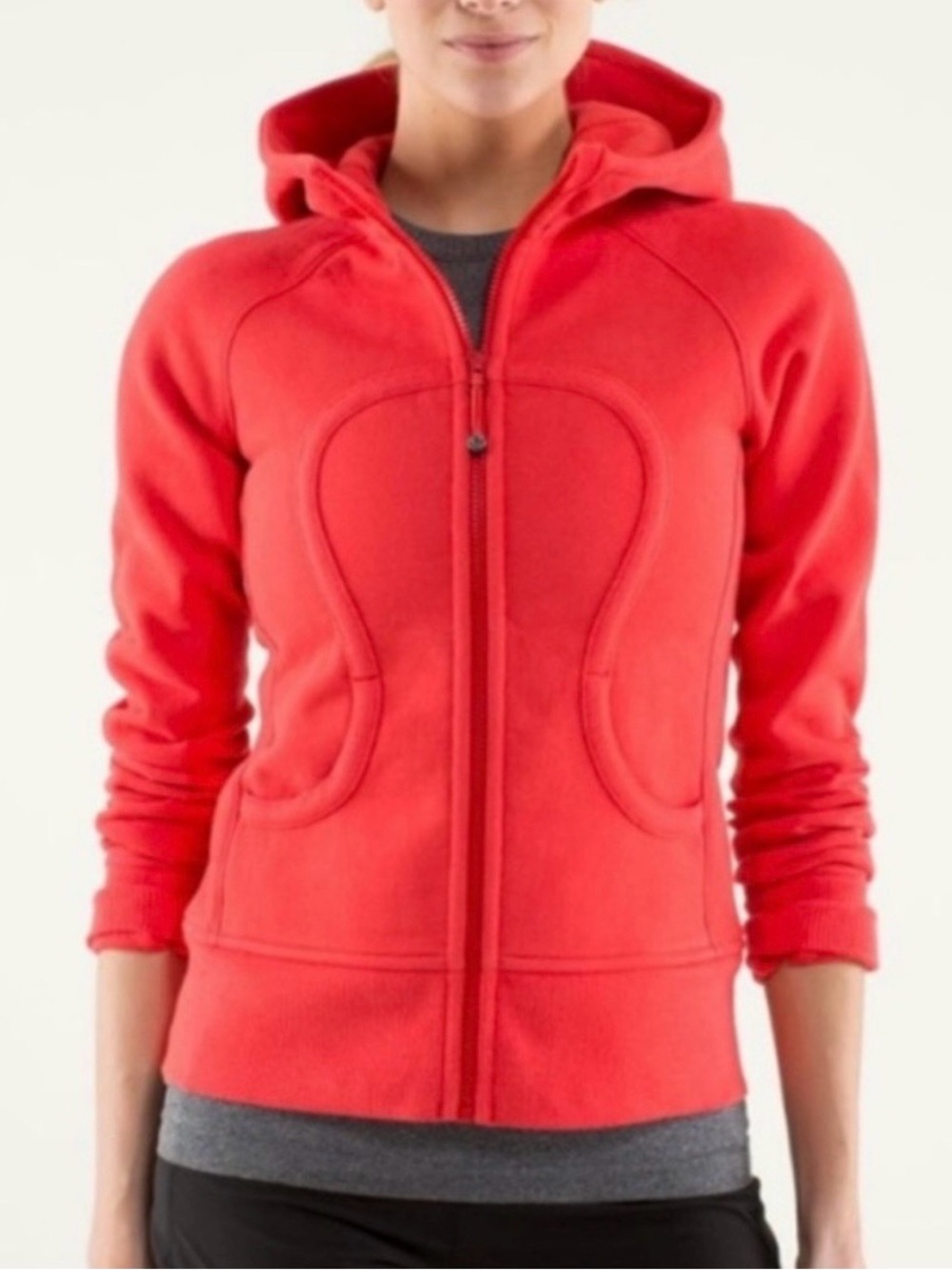 lululemon athletica Red Hooded Zip-Up Sweatshirt
